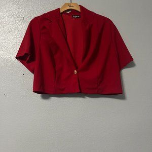 Red Cropped Jacket & Skirt